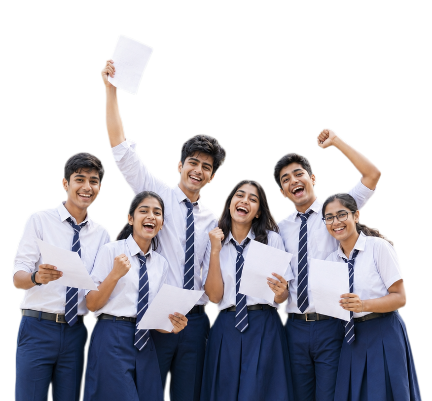 পরীক্ষায় সাফল্যের আনন্দ উদ্‌যাপন করছে আত্মবিশ্বাসী ছাত্রছাত্রীরা